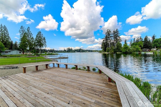 dock area with a water view