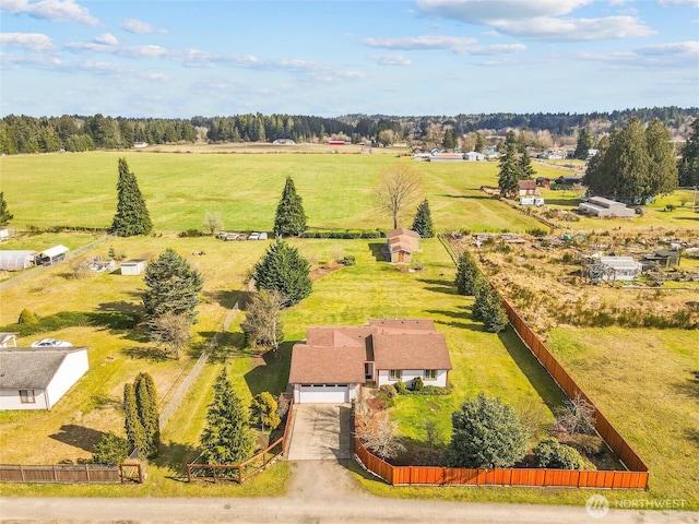 aerial view featuring a rural view