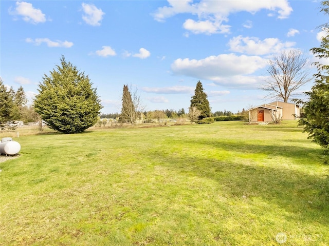 view of yard with a rural view