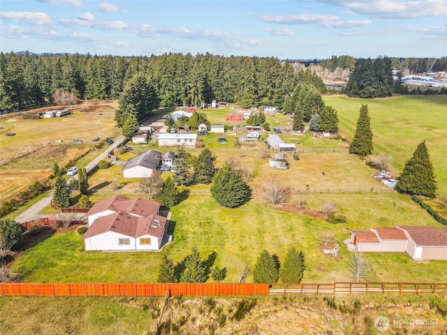 aerial view featuring a forest view