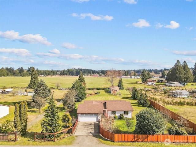 bird's eye view with a rural view