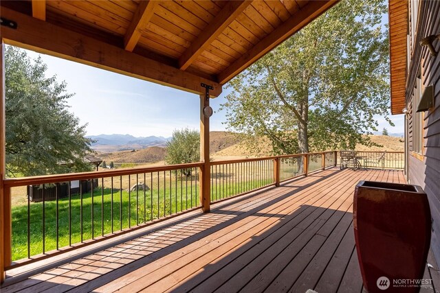50 Sage Canyon Dr, Winthrop, WA 98862 - deck featuring a mountain view and a lawn