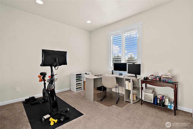 15132 Tyee Dr E, Bonney Lake, WA 98391 - office featuring carpet flooring, recessed lighting, and baseboards