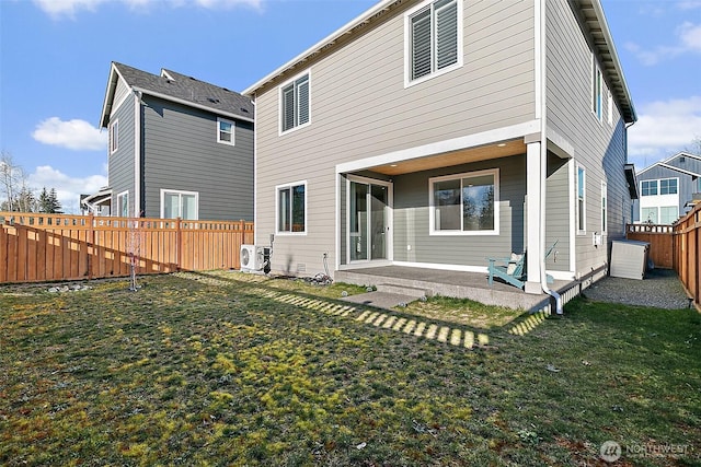 15132 Tyee Dr E, Bonney Lake, WA 98391 - back of house with a patio, ac unit, a yard, and a fenced backyard