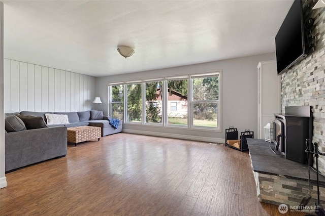 living area featuring wood finished floors