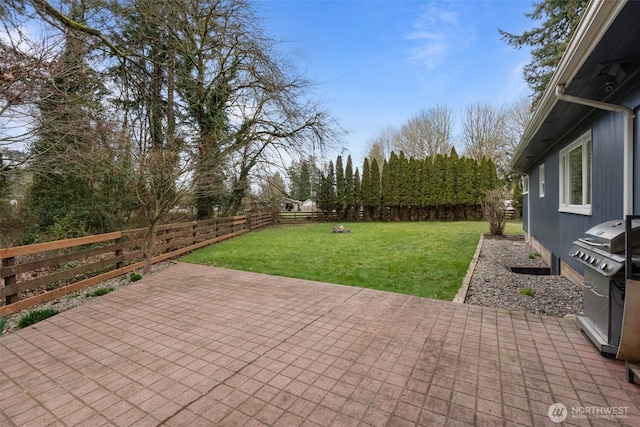 view of patio / terrace featuring grilling area and a fenced backyard