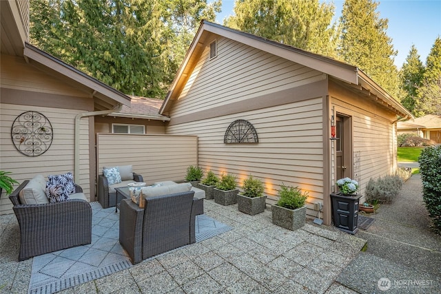 view of patio featuring an outdoor living space