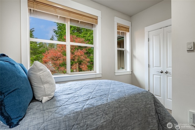 bedroom with visible vents