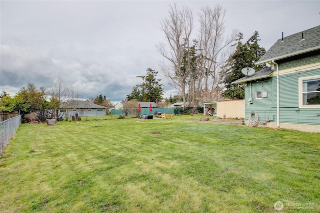 view of yard with a fenced backyard