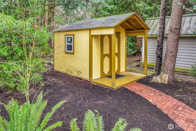 view of shed