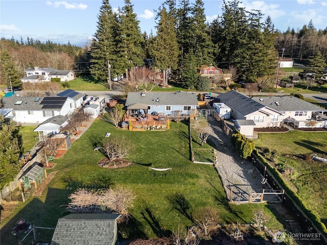 drone / aerial view with a residential view