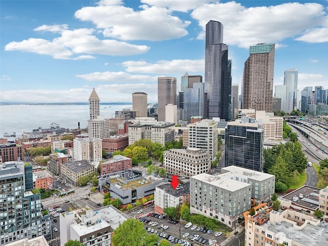 property's view of city with a water view