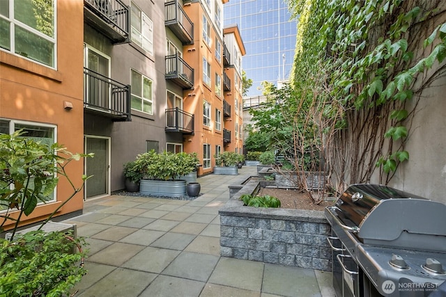 view of community featuring a patio area