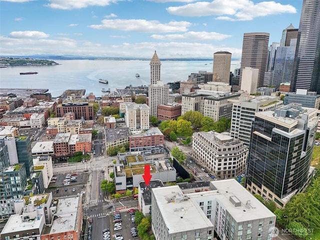 property's view of city featuring a water view