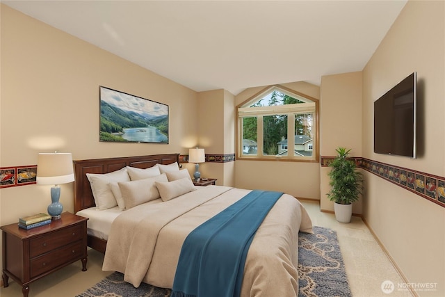 carpeted bedroom featuring baseboards