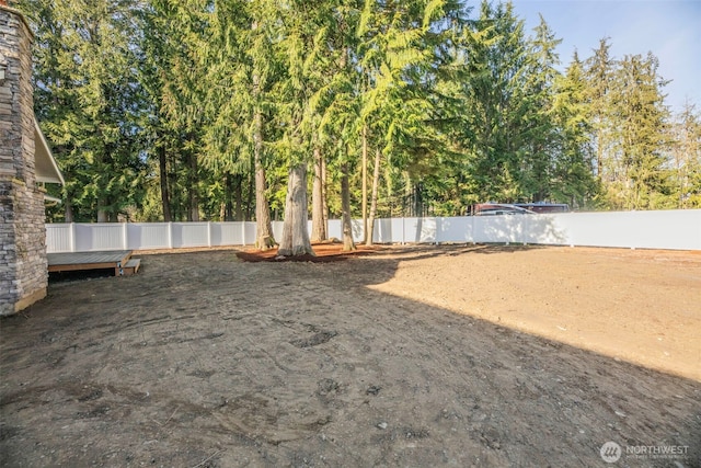 view of yard featuring a fenced backyard