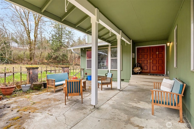 view of patio / terrace featuring an outdoor living space