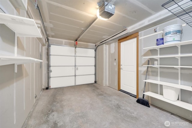 garage with a garage door opener