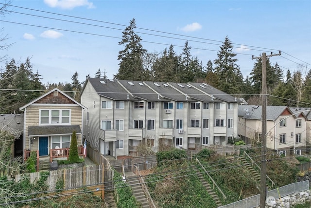 exterior space featuring a residential view and fence private yard