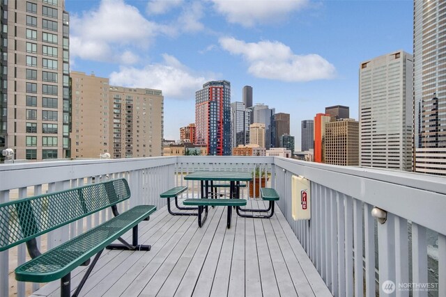 deck with a city view