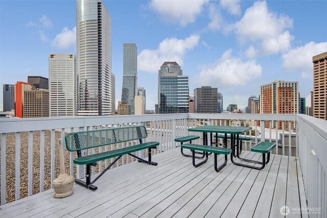 deck featuring a view of city