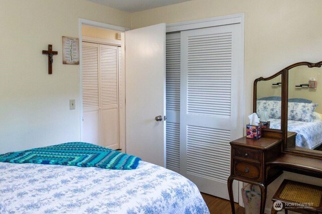 bedroom featuring a closet and wood finished floors