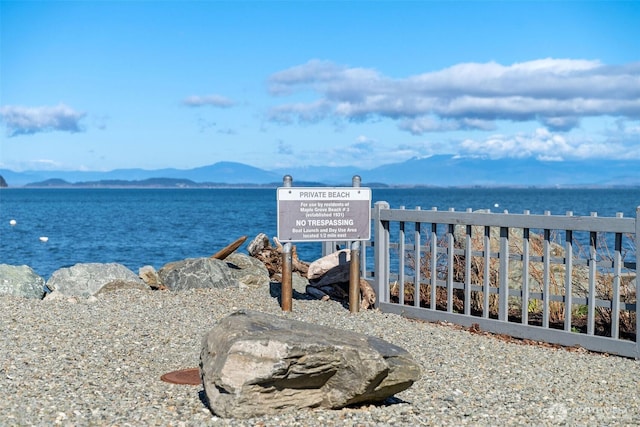 property view of water featuring a mountain view