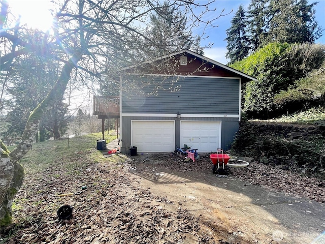 garage featuring central air condition unit