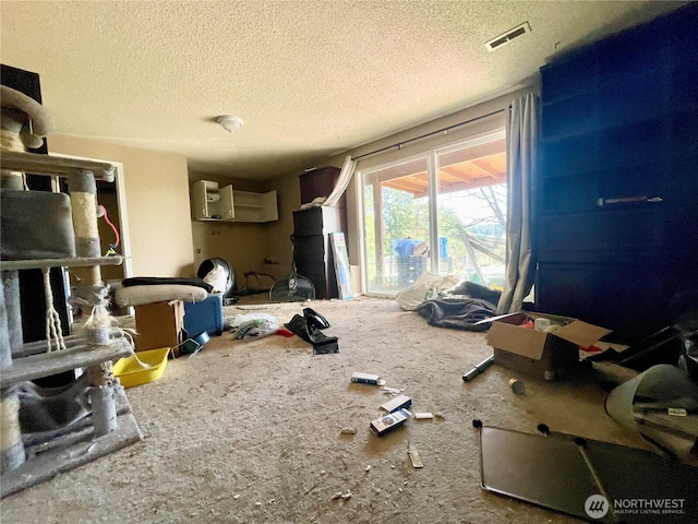 miscellaneous room with a textured ceiling and visible vents