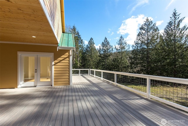 wooden deck with french doors