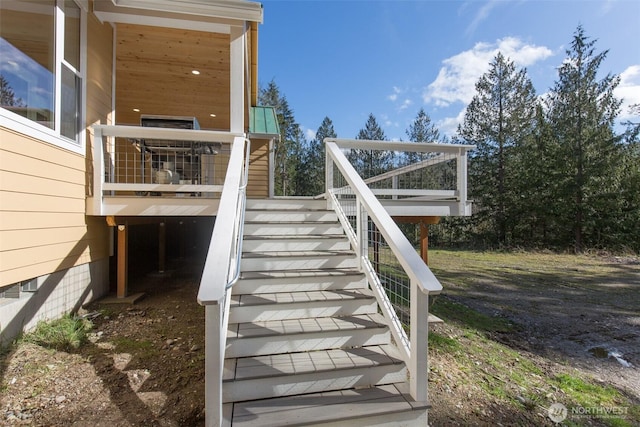 wooden terrace with stairway