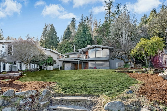 view of yard with fence