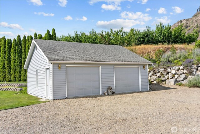 view of detached garage