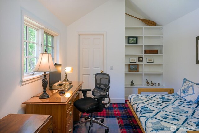 373 Eliza Rd, Lopez Island, WA 98261 - bedroom with lofted ceiling and an office area