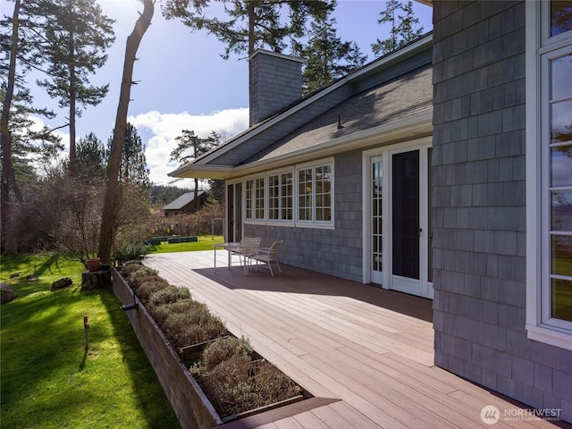 373 Eliza Rd, Lopez Island, WA 98261 - wooden deck featuring a yard