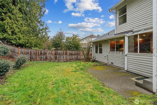 view of yard featuring fence