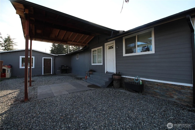 exterior space featuring entry steps