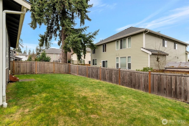 view of yard featuring a fenced backyard