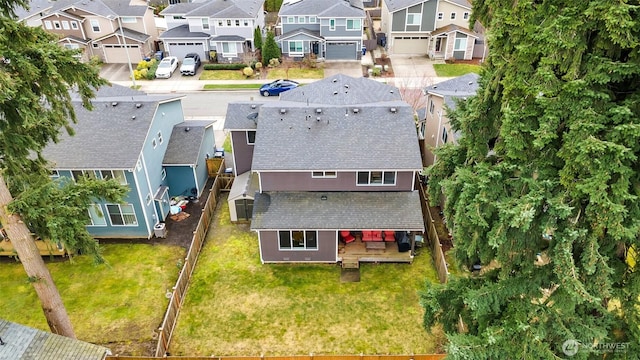 aerial view with a residential view