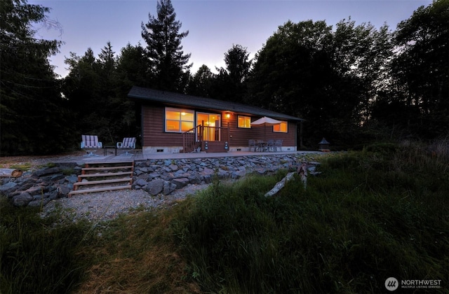 730 E N Bay Rd, Allyn, WA 98524 - view of front of property featuring crawl space and a deck