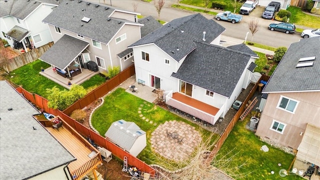 aerial view with a residential view