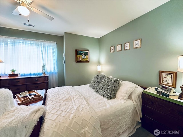 bedroom featuring ceiling fan