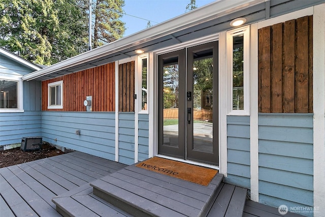 view of exterior entry with french doors