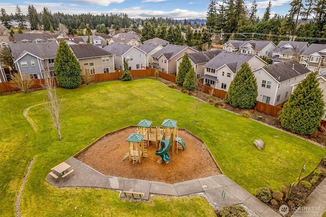 drone / aerial view featuring a residential view