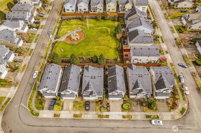 aerial view with a residential view