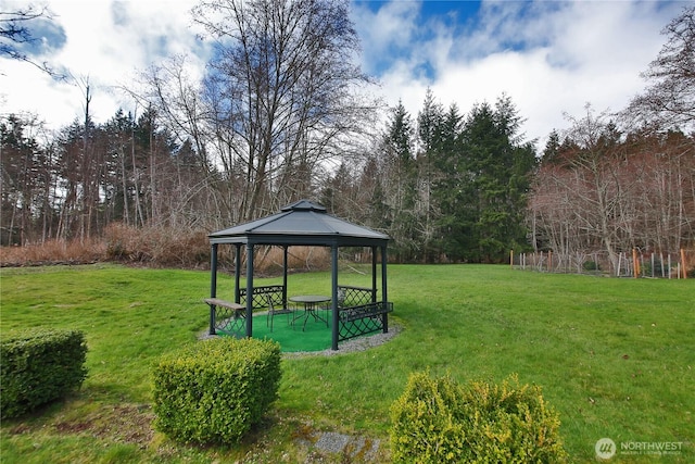 view of yard with a gazebo