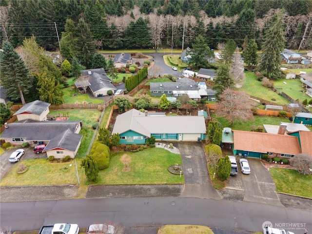 bird's eye view with a residential view