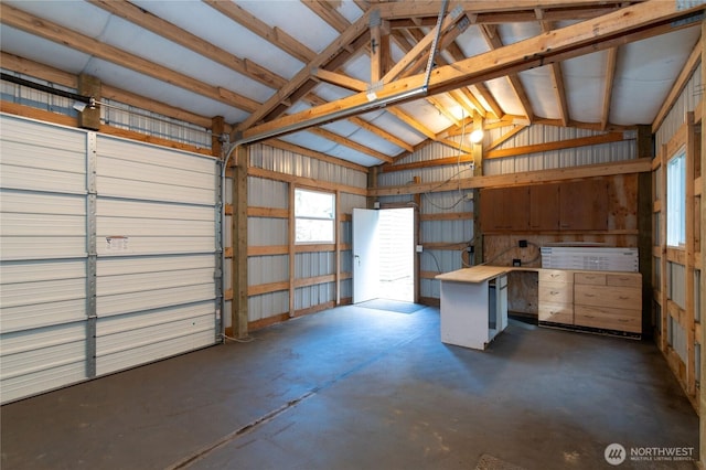 garage featuring metal wall