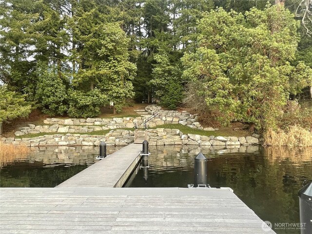 view of dock featuring a water view