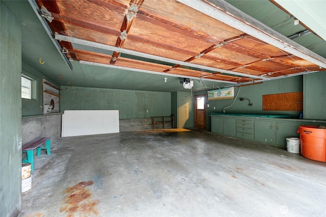 garage with a garage door opener